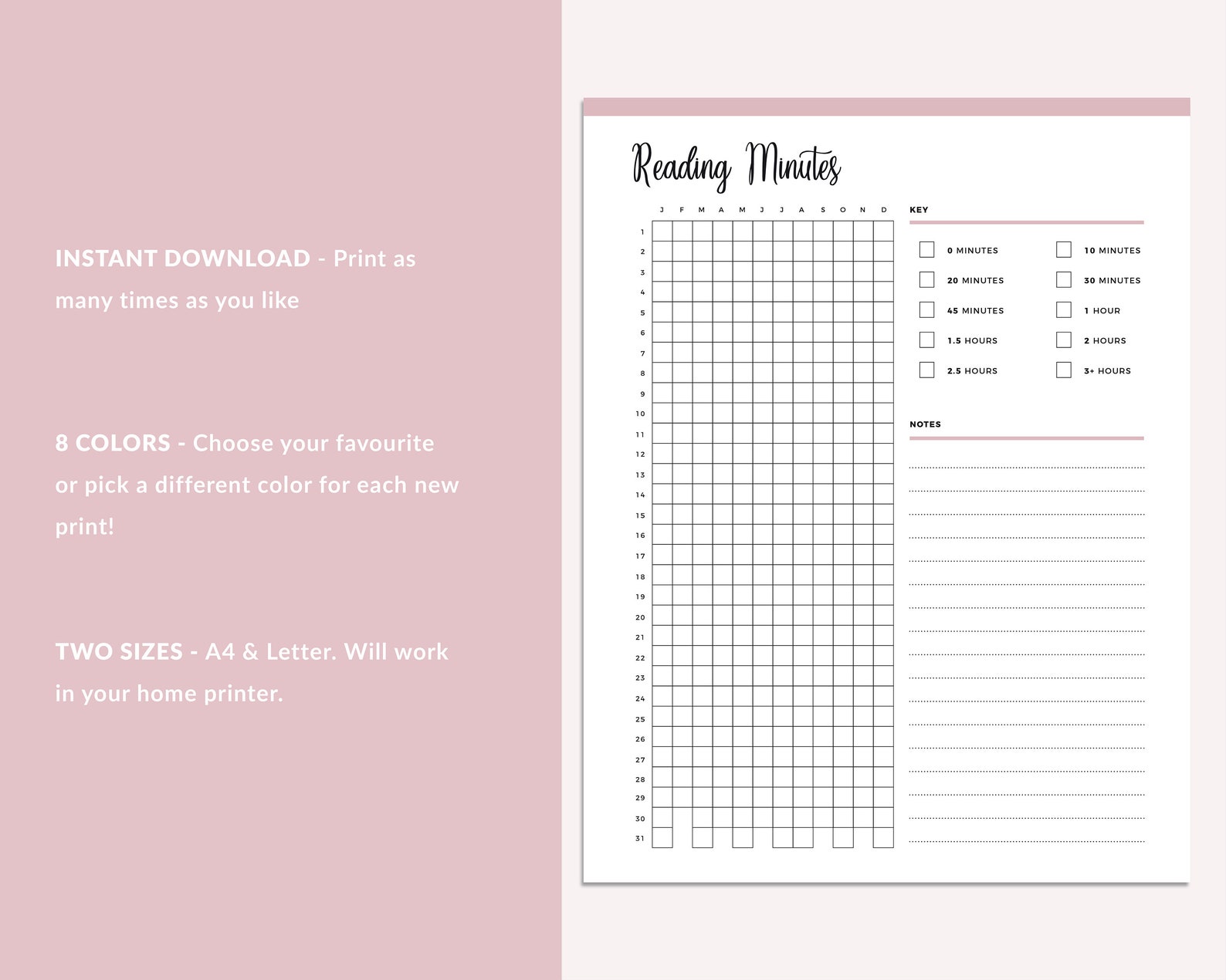 Reading Time Notes Book Reading Minutes Tracker Printable Reading Journal - Etsy Australia