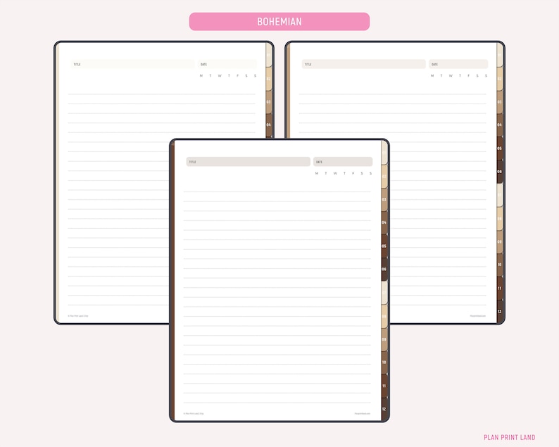 Digitales Notizbuch, Notizbuch für GoodNotes, Notability, Zoomnotes, 12 mit Hyperlink versehene Tabs, linierter digitaler Fachteiler, iPad Planner, PDF Bild 9