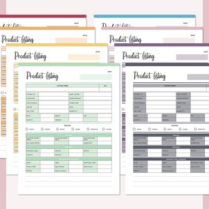 Printable Product Listing Sheet, Ebay Planner, Reseller Information Sheet, 2nd Hand Seller ...