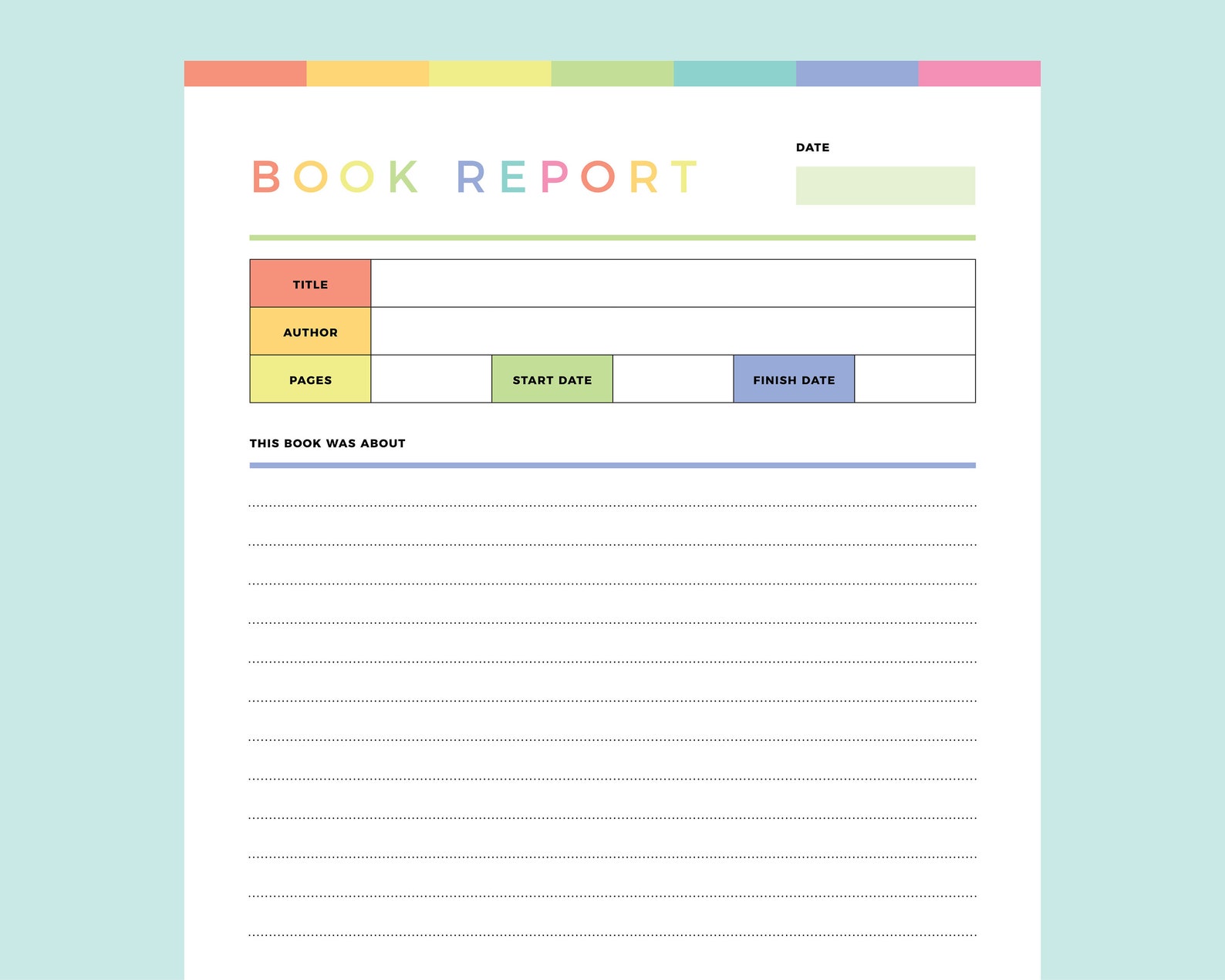 Printable Book Review Template for Kids, Childrens Book Report, Kids ...