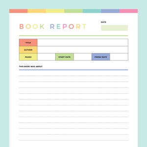 Printable book review template for kids, childrens book report, kids reading journal, kids reading record, book reader, A4 and US Letter image 2