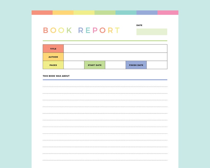 Printable book review template for kids, childrens book report, kids reading journal, kids reading record, book reader, A4 and US Letter image 2