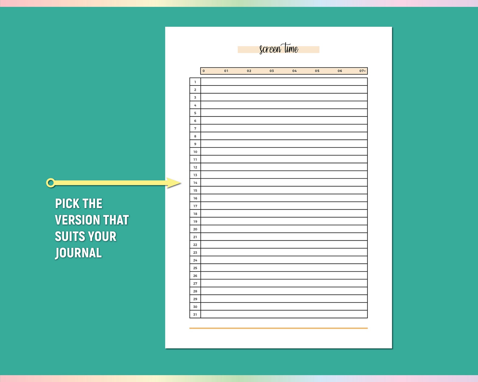 A5 Monthly Screen Time Template, Printable Digital Wellbeing Tracker ...