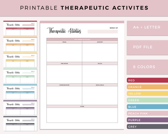 Printable Therapeutic Activities Record Therapy for Autism - Etsy