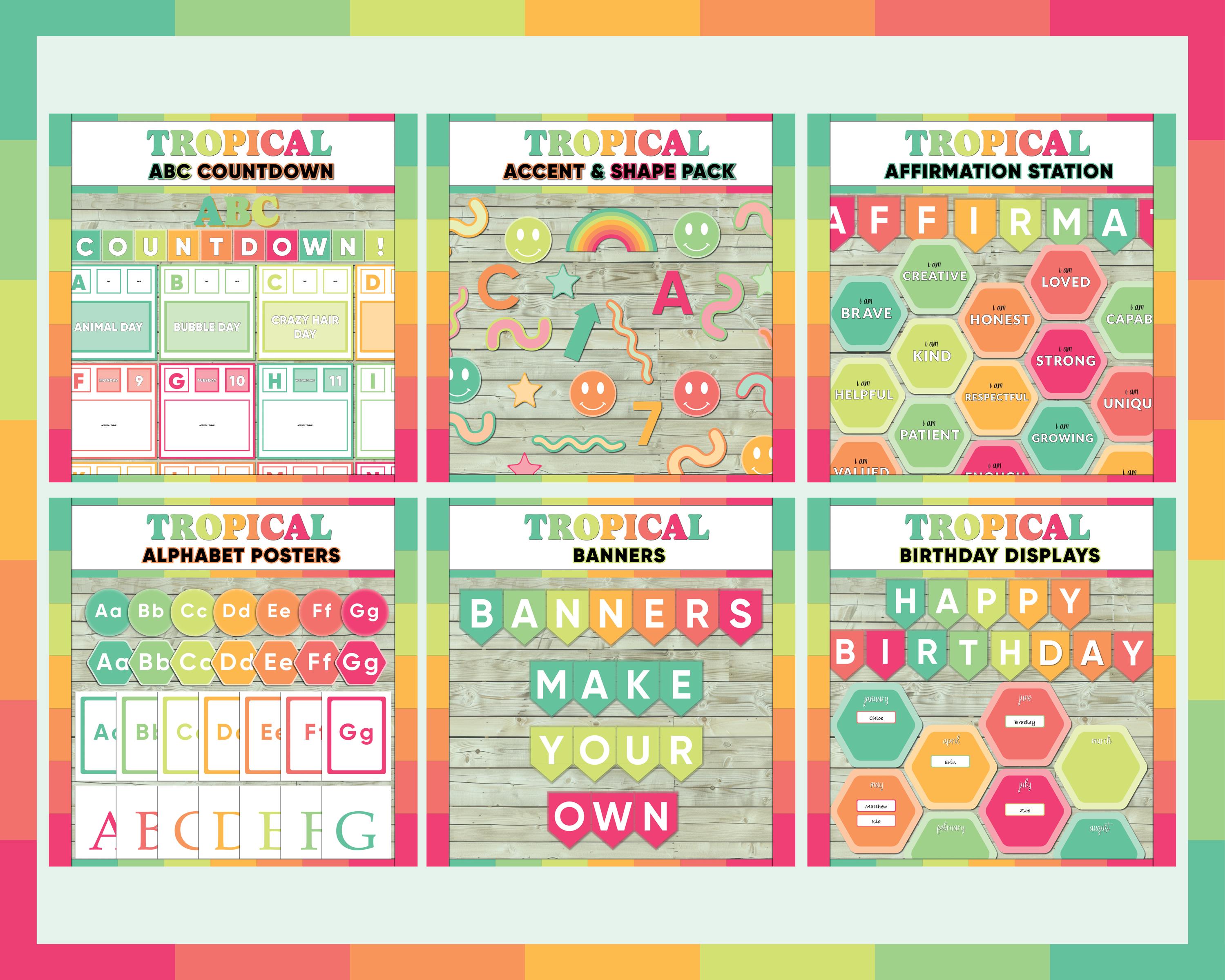 Tropical Classroom Decor Bundle: Printable Teacher Resources (PDF ...