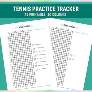 A5 Tennis Practice Tracker, Printable Tennis Training Journal, Simple Tennis Practicing Chart, Daily Tennis Practice Log PDF, Daily Tracker