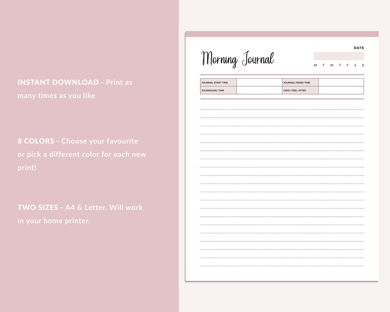 Printable Lined Journal Pages, Daily Journaling, Gratitude Journaling ...