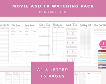 Movie Journal Printable - Movie Tracker - TV Show Log - Film Logbook PDF