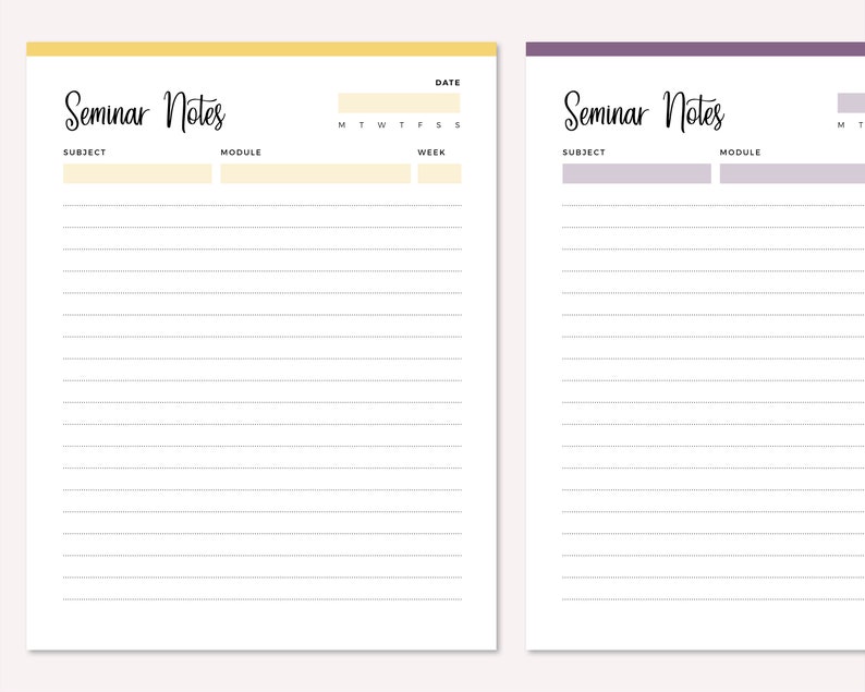 Notebook For Seminar Spring Printable Seminar Notes, Print at Home College Student Ruled Note ...