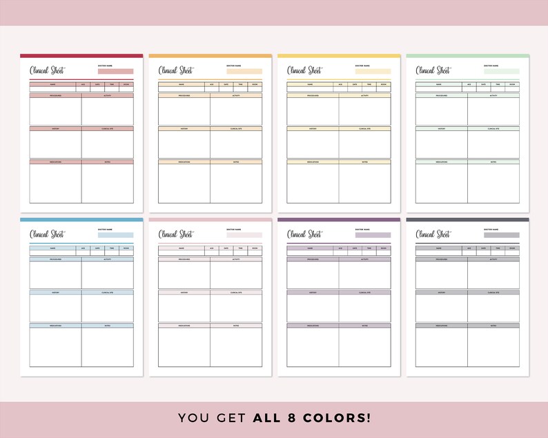 Printable Nursing Clinical Sheet Nurse Clinical Overview - Etsy Australia
