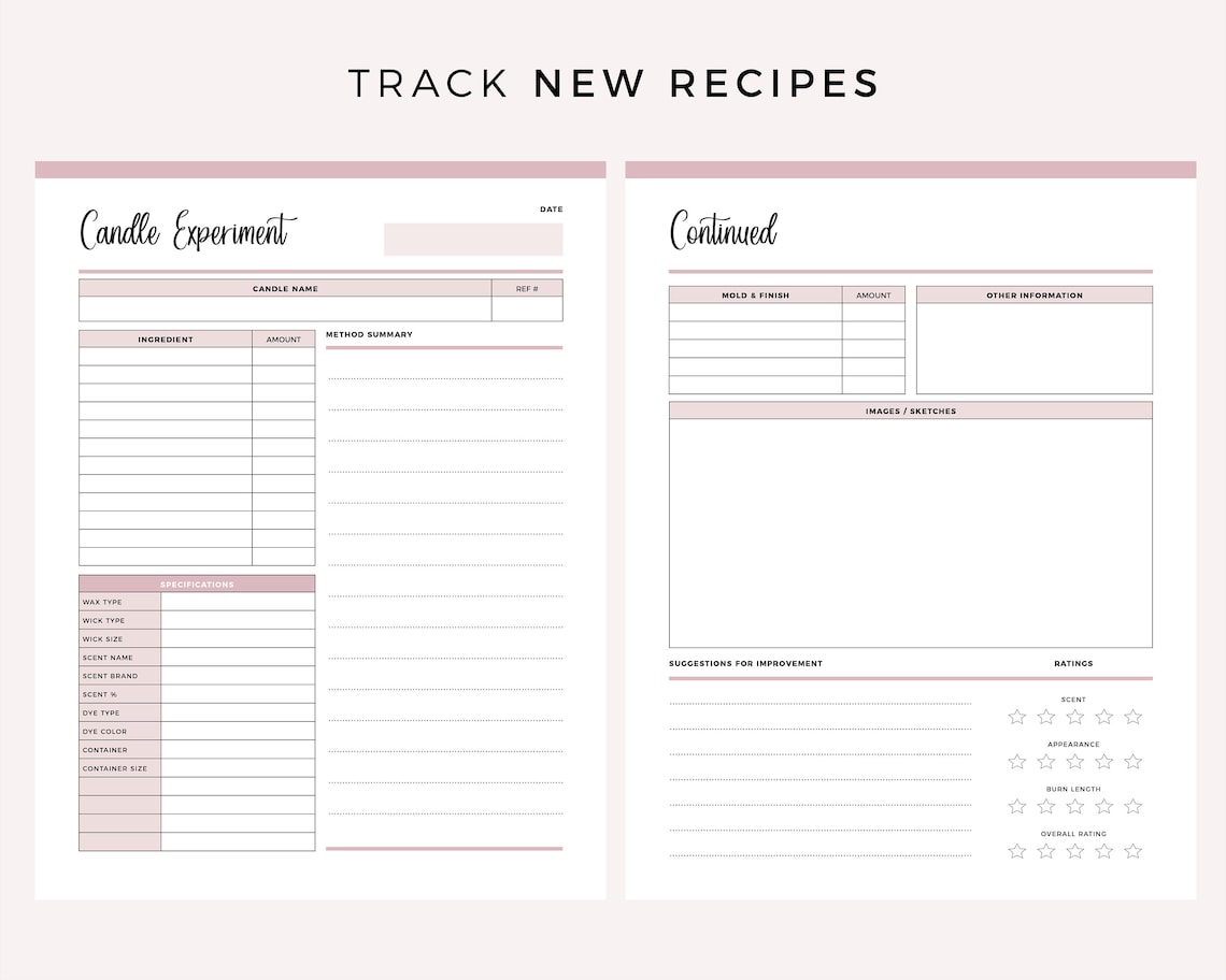Printable Candle Making Recipe Sheet Candle Creator Tracker Etsy Printable Candle Making Recipe Sheet Candle Creator Tracker Etsy