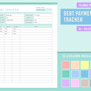 Editable Debt Payment Tracker, Fillable Debt Tracker, Debt Payoff Tracker, Credit Card Tracker, Bill Payment Tracker, Payment Log Book