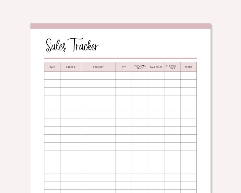 Online Sales Tracker Printable Sales Tracking Template Small | Etsy UK