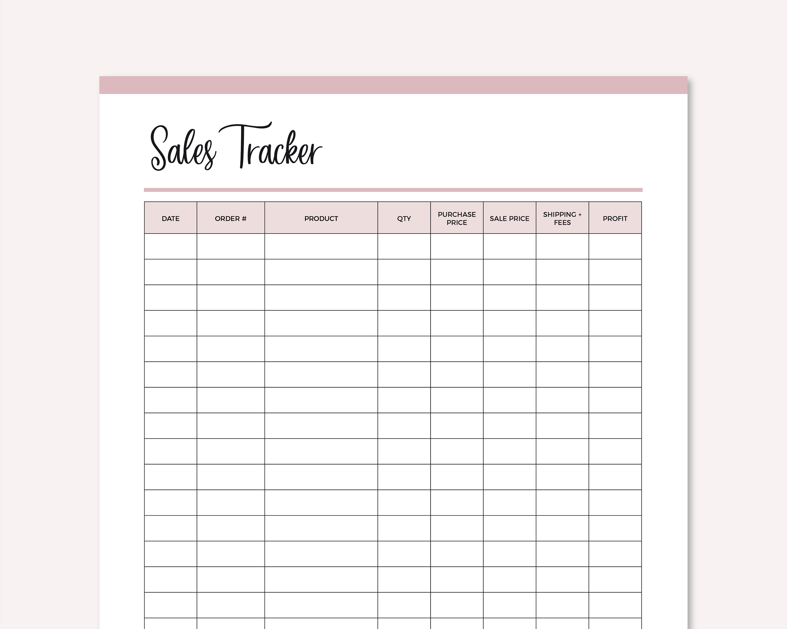 Sales Tracker Printable Sales Tracker Printable