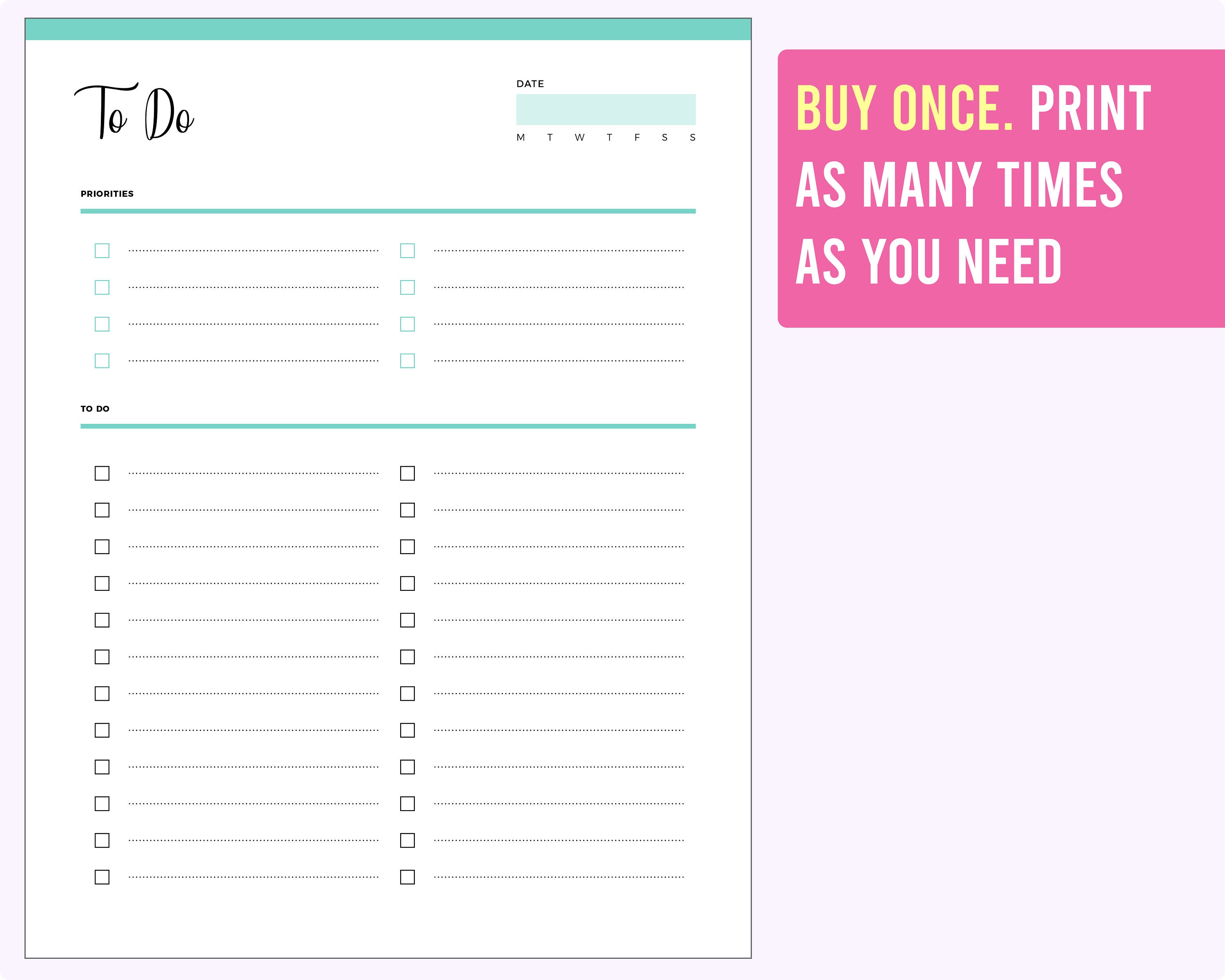 To Do List Printable | A4 & US Letter - Etsy Australia
