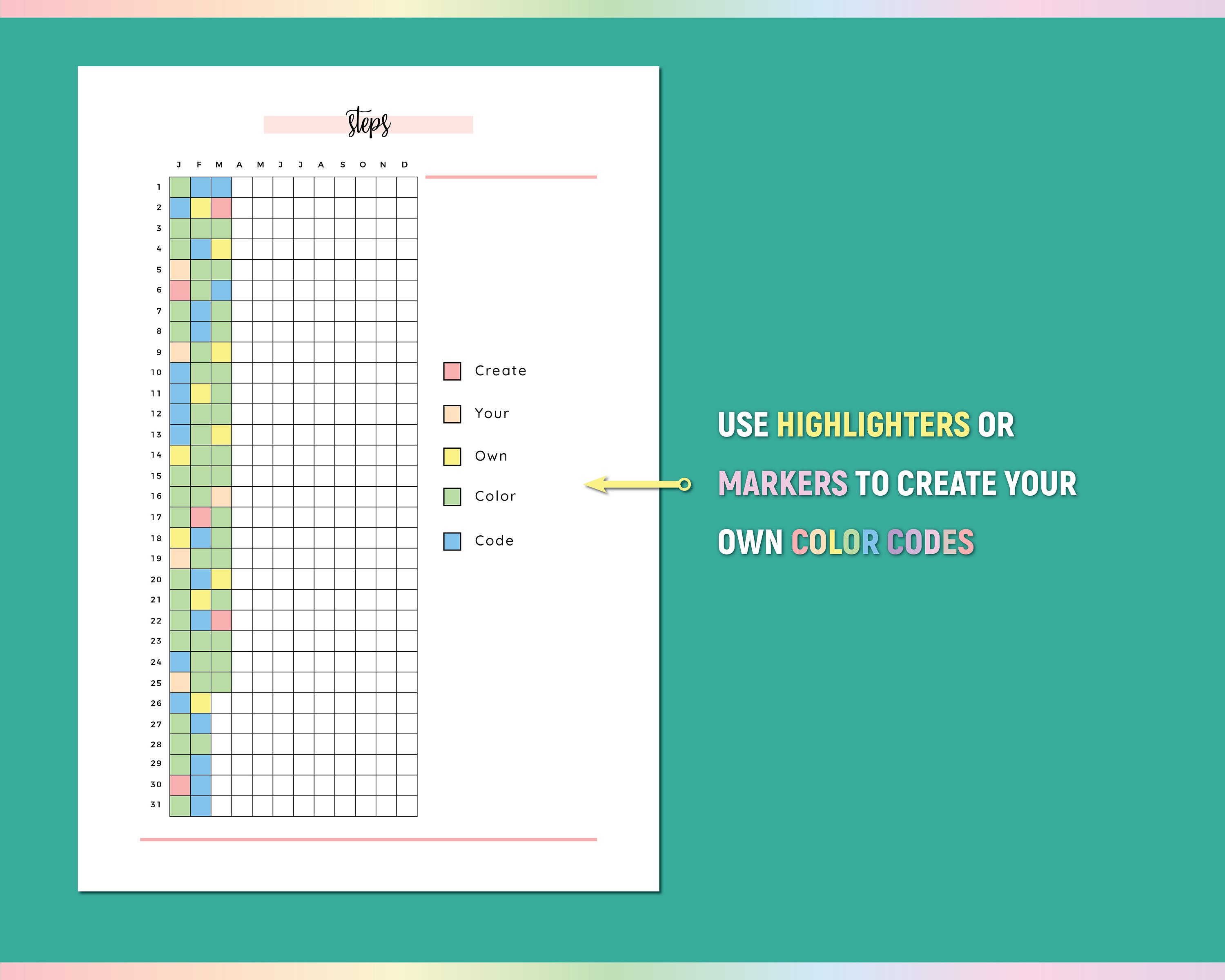 A5 Steps Tracker Printable, Walking Journal, Daily Steps Log (PDF ...