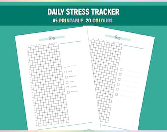 A5 Stress Tracker, Printable Stress Reducing Journal, Simple Mindfulness Chart, Daily Stress Log PDF, Daily Tracker