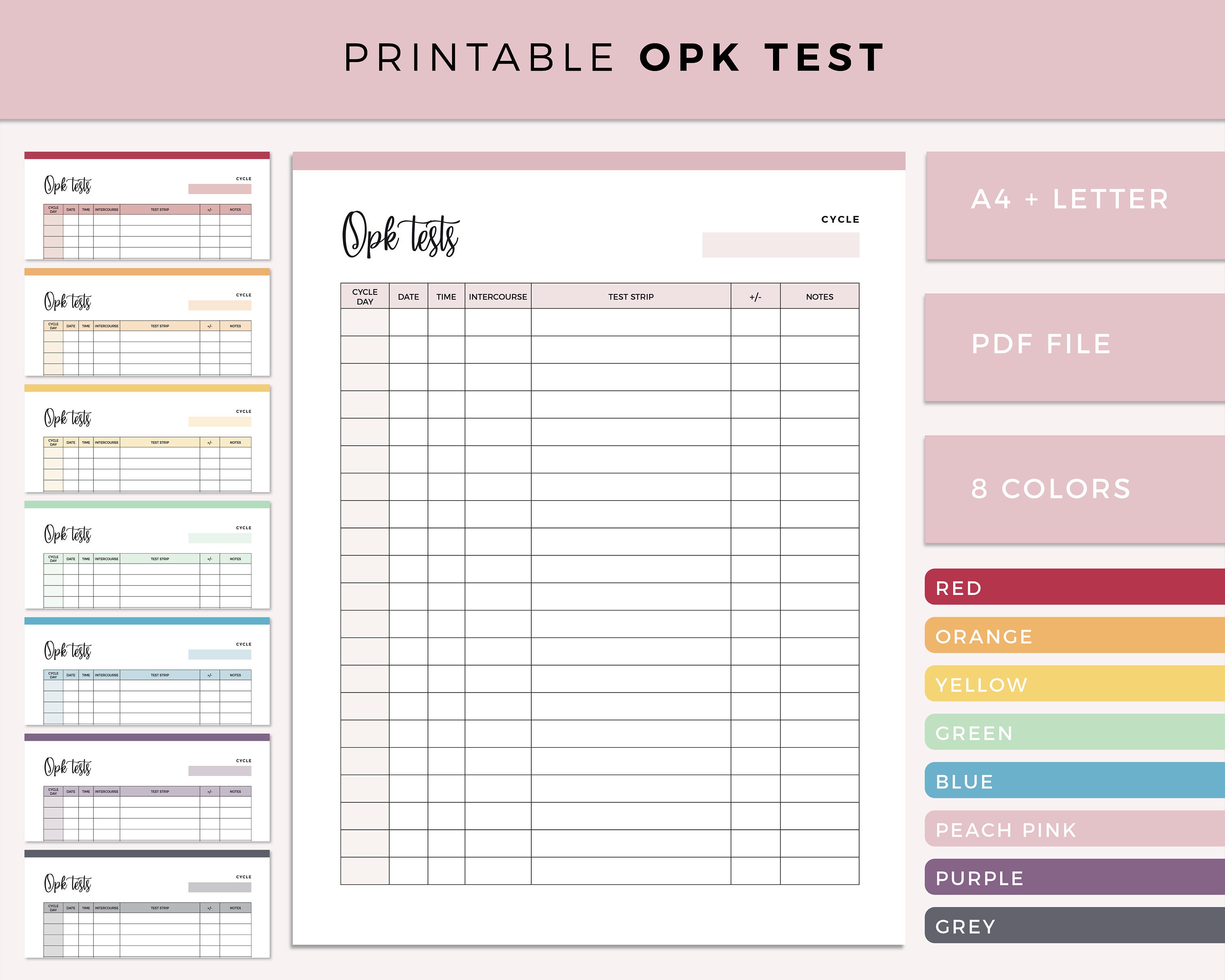 Printable OPK Test Sheet Fertility Planner Ovulation Test Etsy UK