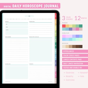 Digital Horoscope Journal, Astrology Journal, Zodiac Planner, Divination Life Application, Moon and Sun iPad Planner, Daily Astology