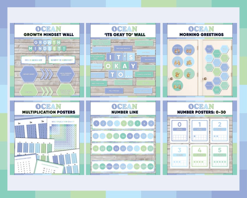 Ocean back to school welcome bulletin board set