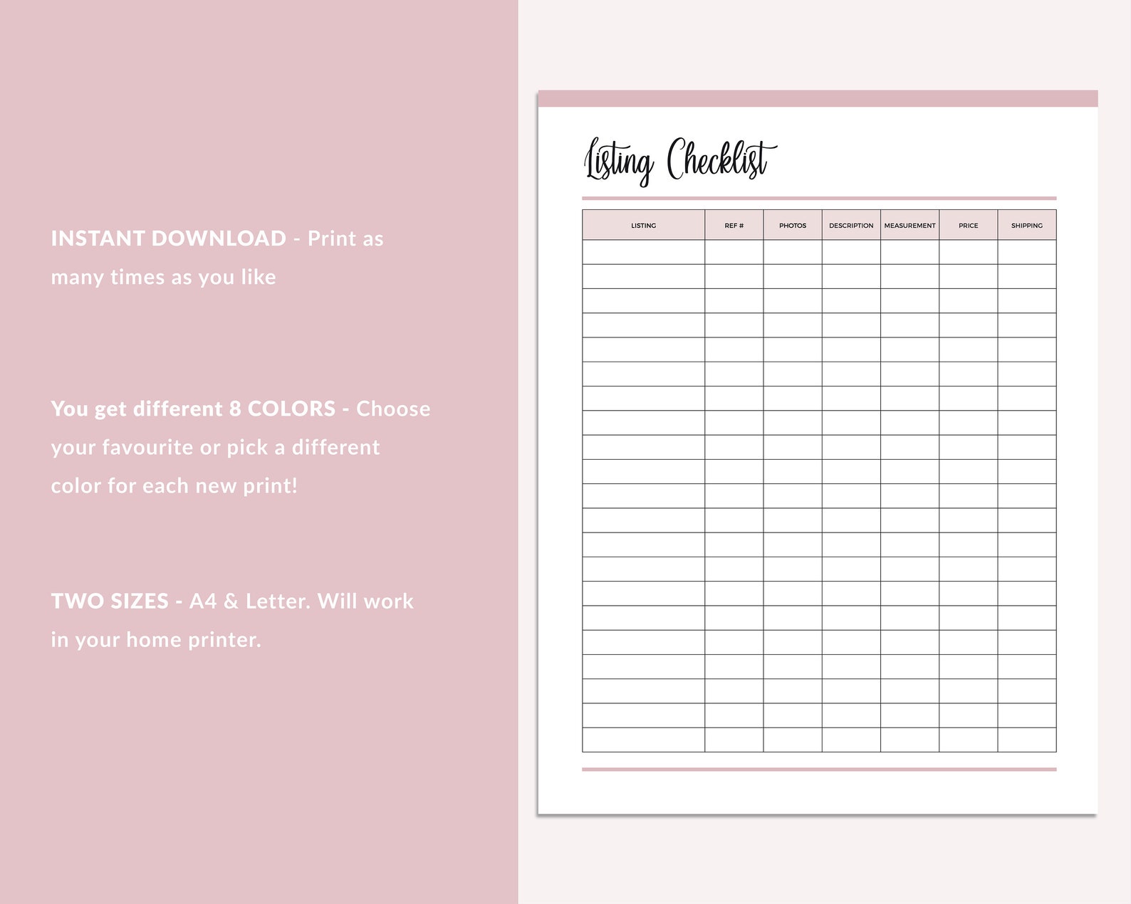 Printable Product Listing Checklist Online Reseller Business - Etsy