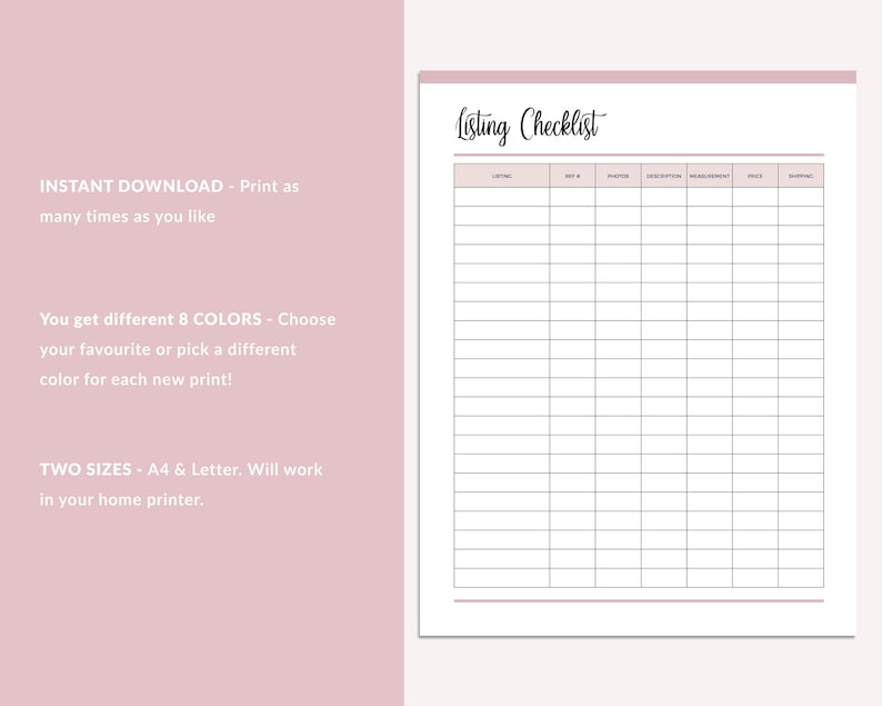Printable Product Listing Checklist Online Reseller Business - Etsy