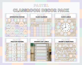 Pastel Classroom Decor Bundle | Soft Calm Classroom Theme | Kindergarten Bulletin Board Decorations | Teacher Resources | Classroom Posters