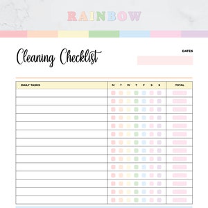 Printable Cleaning Checklist, Weekly Cleaning Planner (A4, US Letter ...
