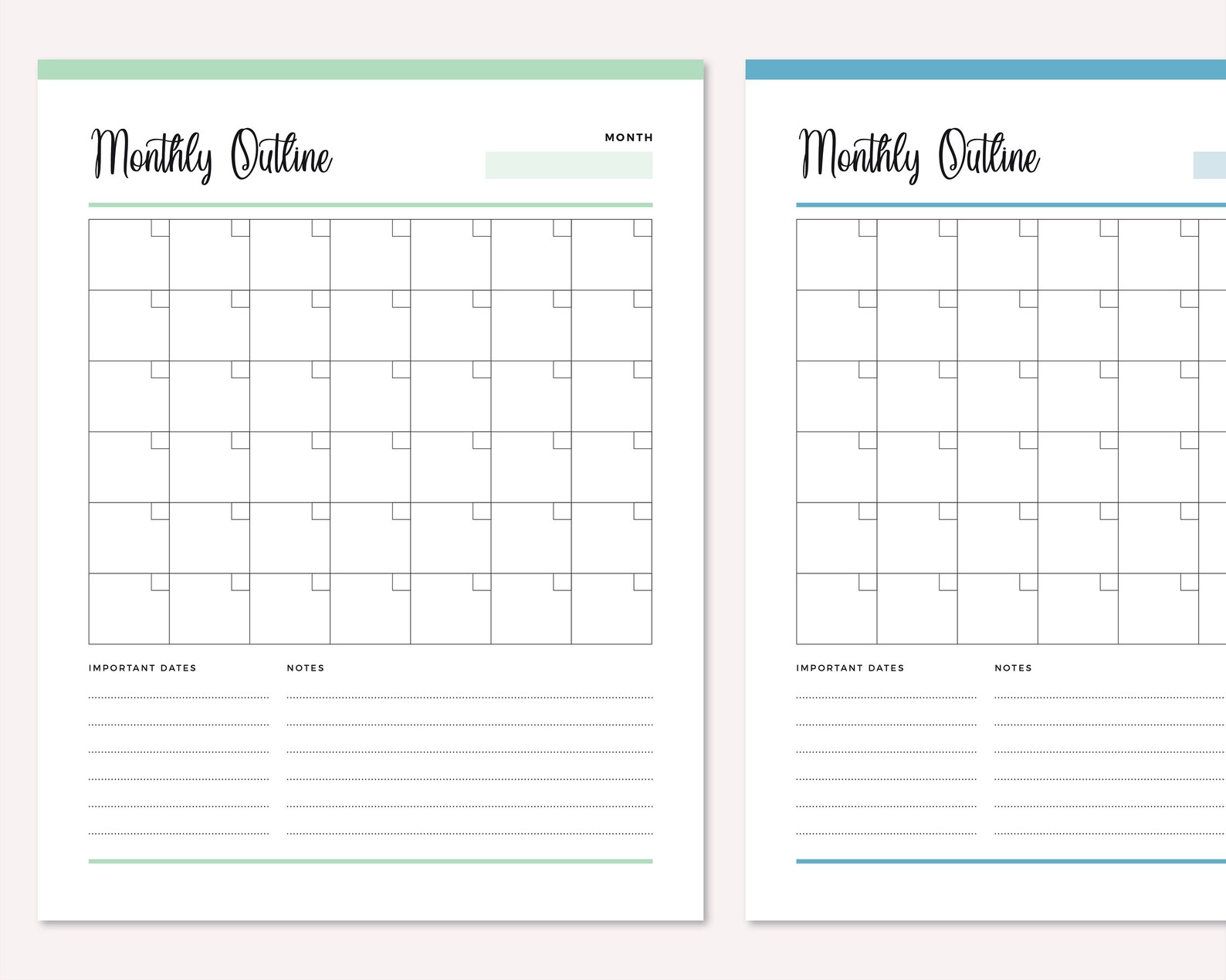 Printable Blank Calendar Print at Home Monthly Organizer - Etsy Australia