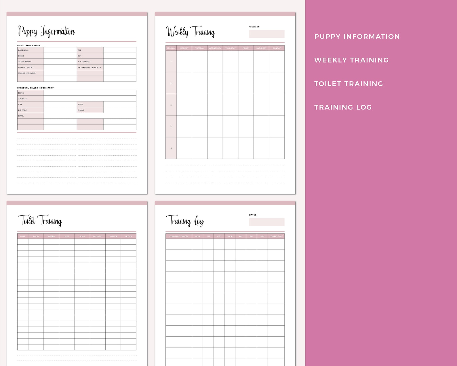 Printable Dog Training Planner Puppy Training Planner Etsy Printable Dog Training Planner Puppy Training Planner Etsy