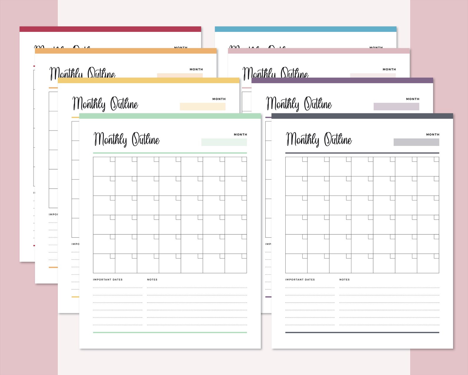 Printable blank calendar print at home monthly organizer | Etsy