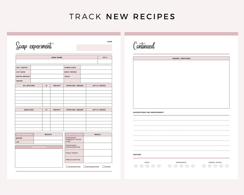 Printable Blank Soap Recipe Sheet Soap Making Recipe Cards - Etsy