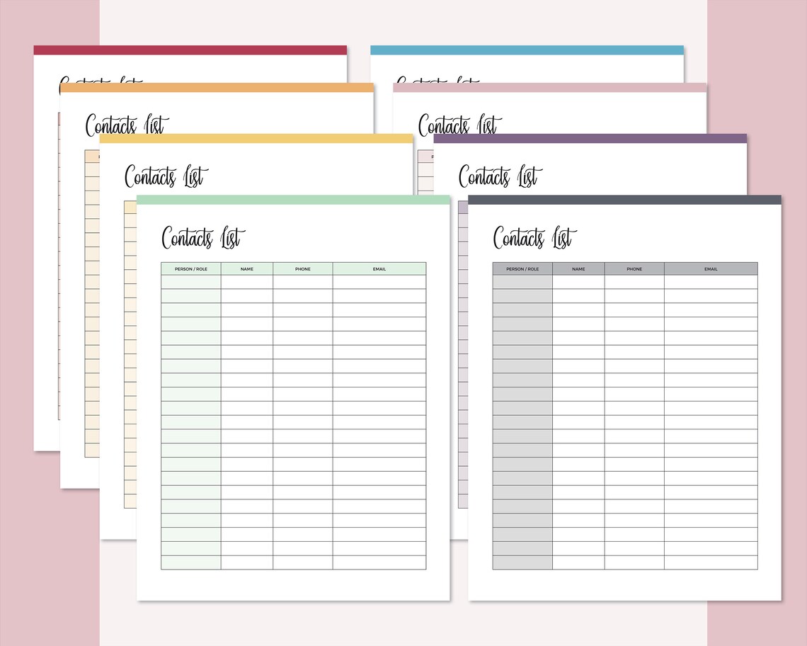 Contact List Printable Print at Home Address Book Insert - Etsy
