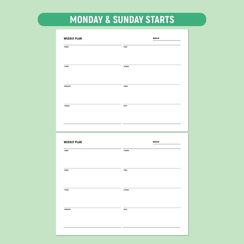 Weekly Heading Weekly Planner Printable | Fillable Landscape Minimalist Schedule ...