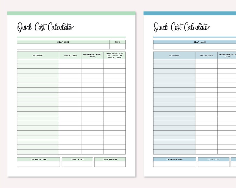 Printable Soap Making Cost Calculator Soap Maker Soap Making - Etsy