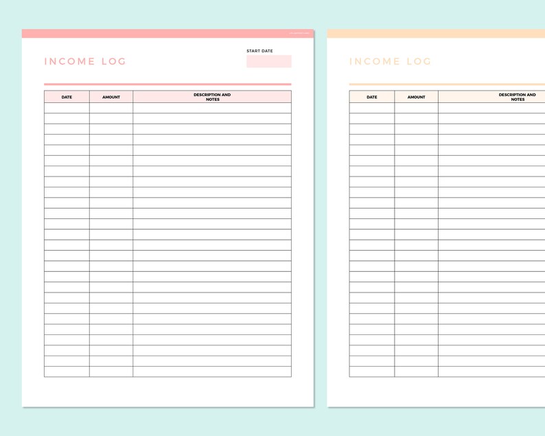Editable Income Tracker Printable Fillable Income Log Side - Etsy Canada