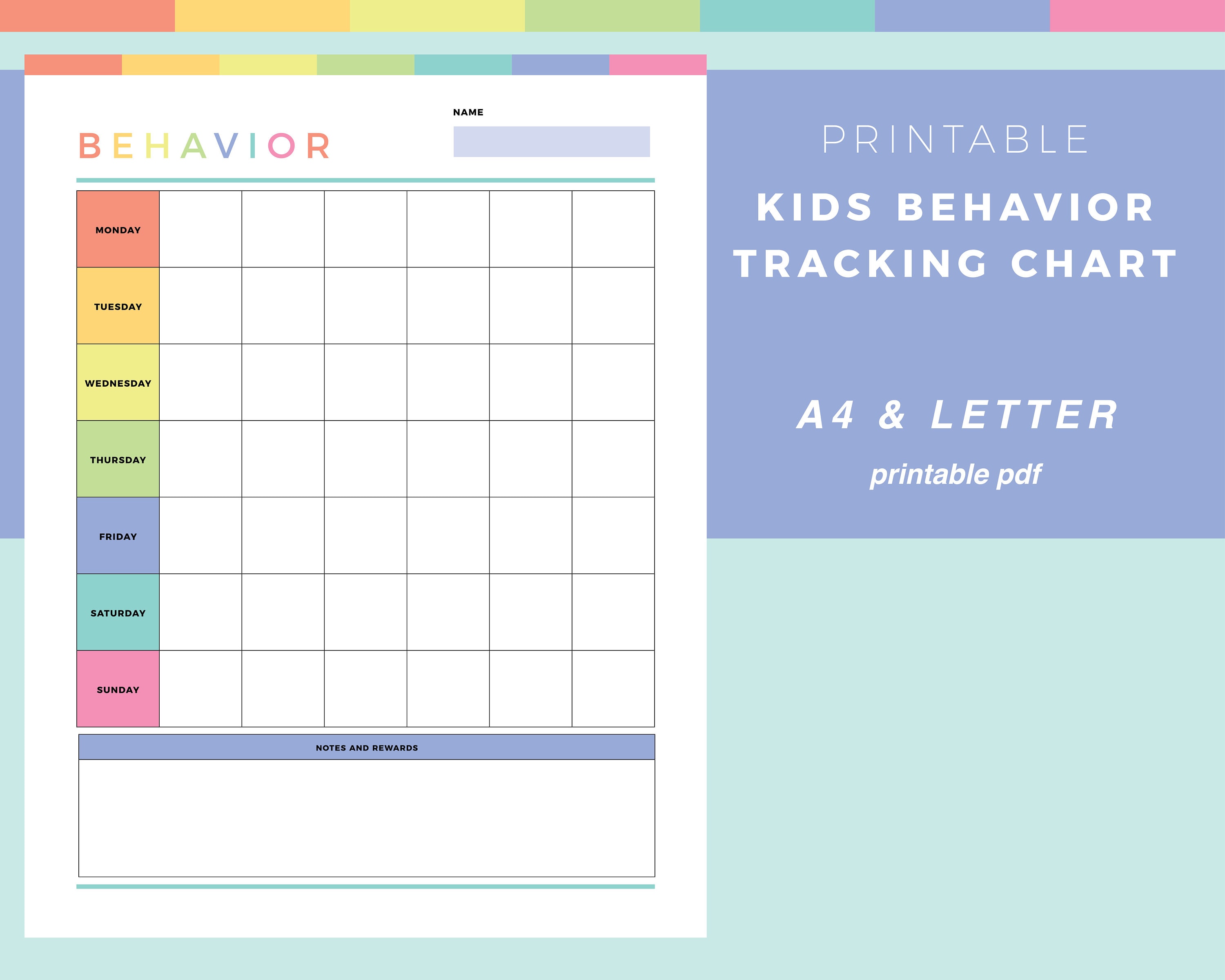 Printable Kids behaviour chart childrens rewards tracker Etsy