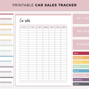 Printable Car Sales Tracker