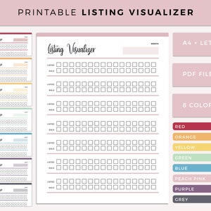 Printable product listing visualizer, online reseller business tools, ebay planner, ebay reseller listing sheet, business goal sheet