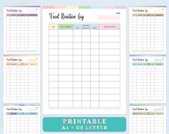 Printable Baby Food Reaction Log, Infant Food Intollerance Log, Newborn Food Tracking Chart, Baby Nutrition Tester, New Food Log, Baby Diet