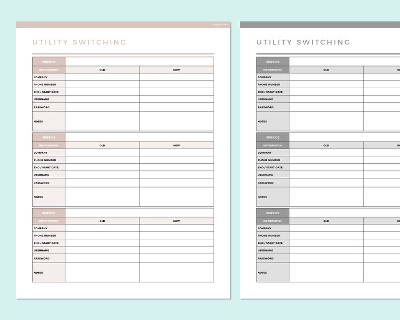 Editable Utility Switching Tracker Printable Moving House - Etsy