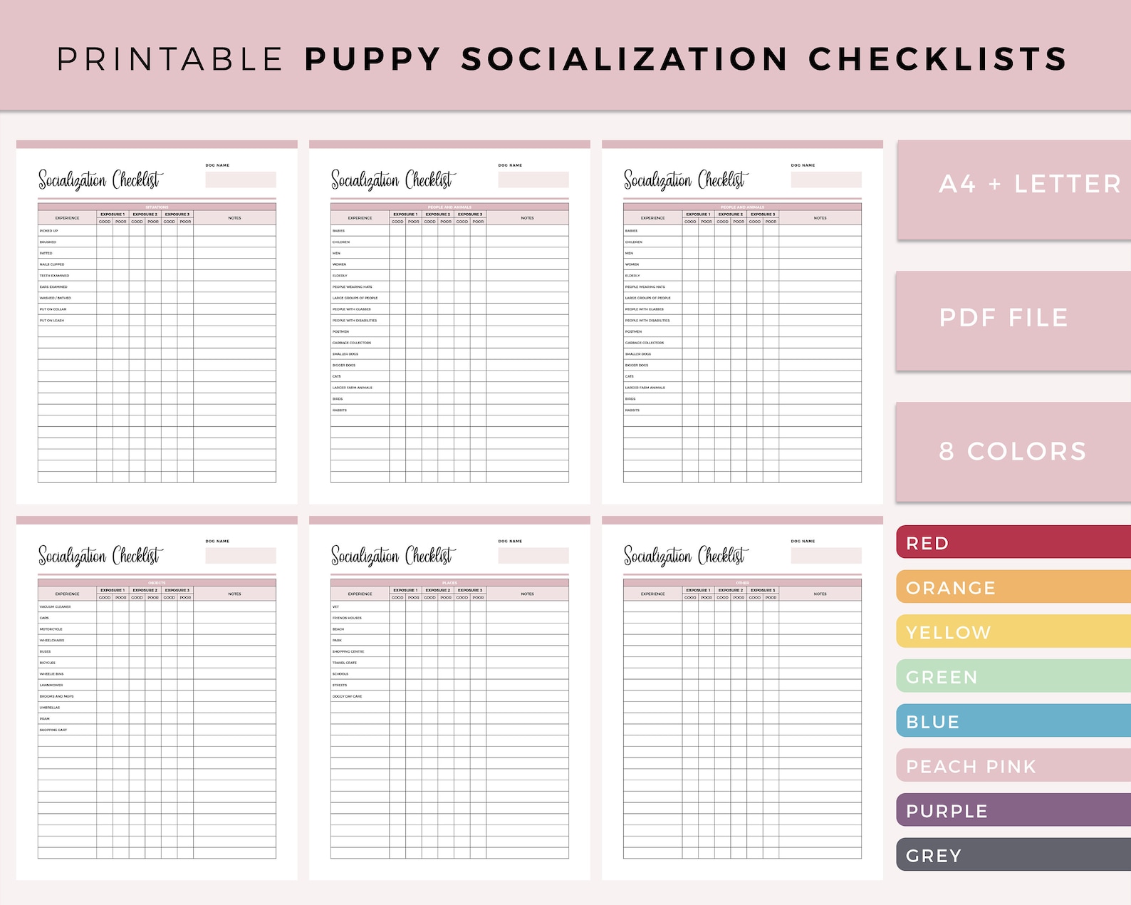 Printable puppy socialization checklist puppy socialisation | Etsy