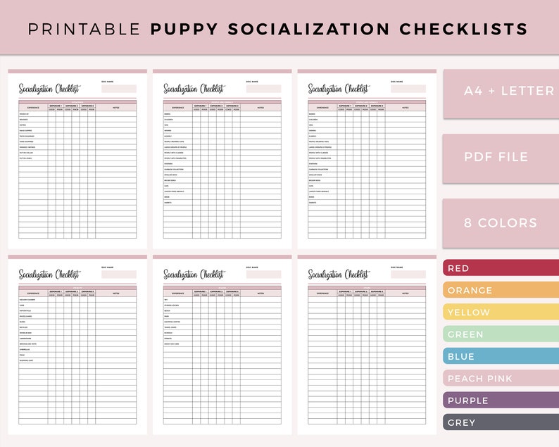 Printable Puppy Socialization Checklist, Puppy Socialisation List, New ...
