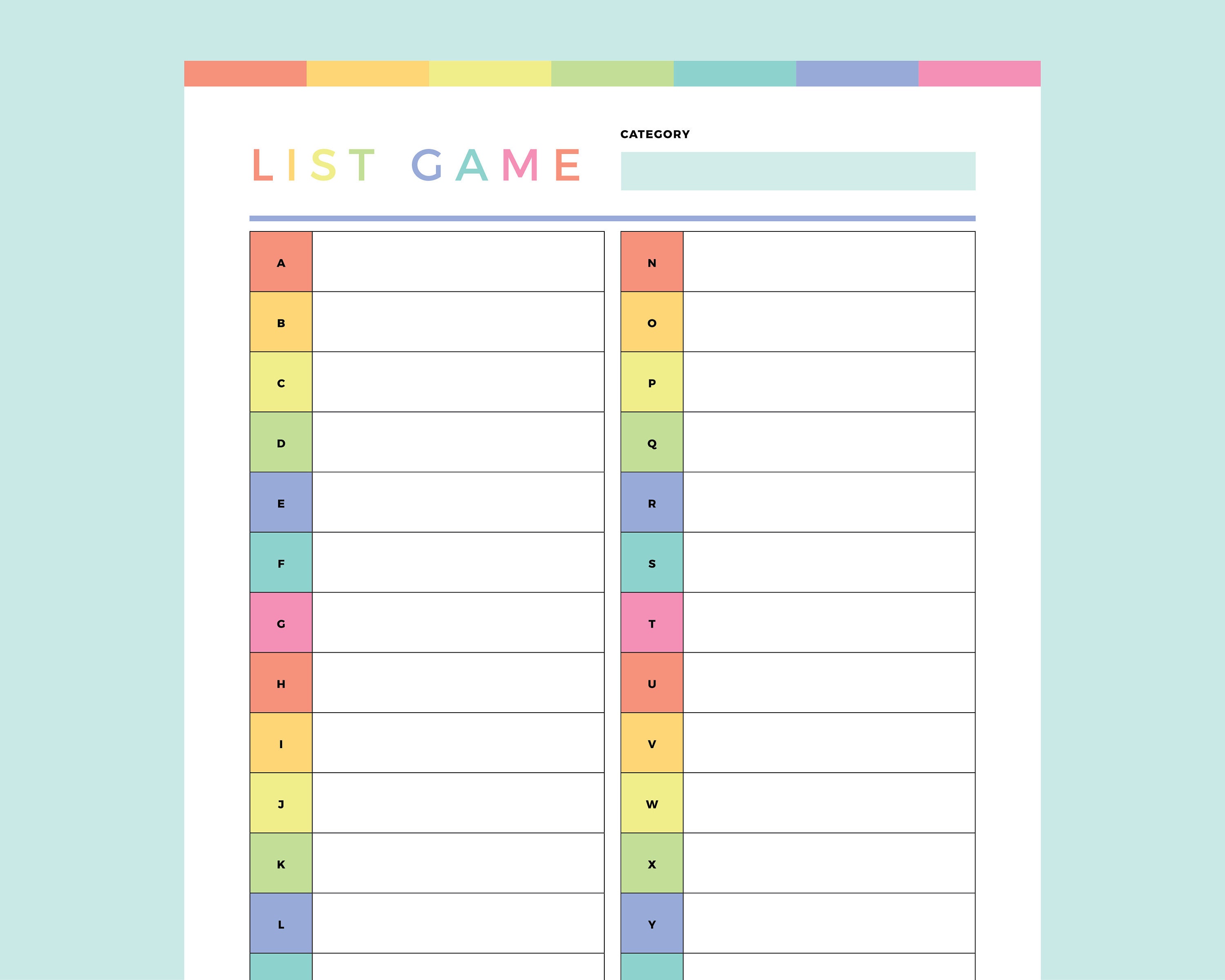 Printable Listing Game for Children Category Letter Lister | Etsy