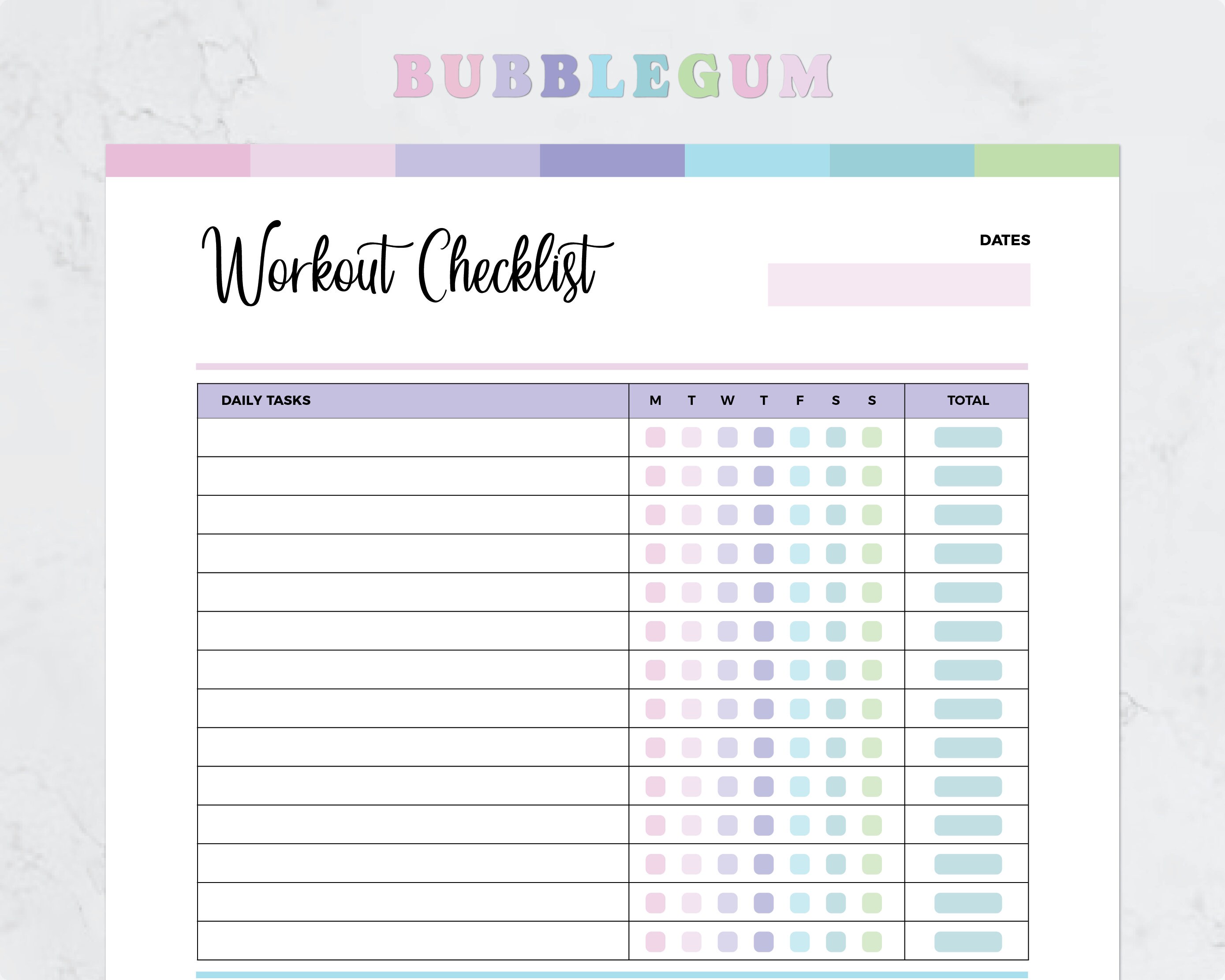 Workout Checklist.pdf Printable Workout Checklist PDF, Rainbow Exercise Tracker (A4, US ...
