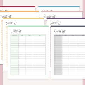 Contact List Printable, Print at Home Address Book Insert, Simple A4 ...