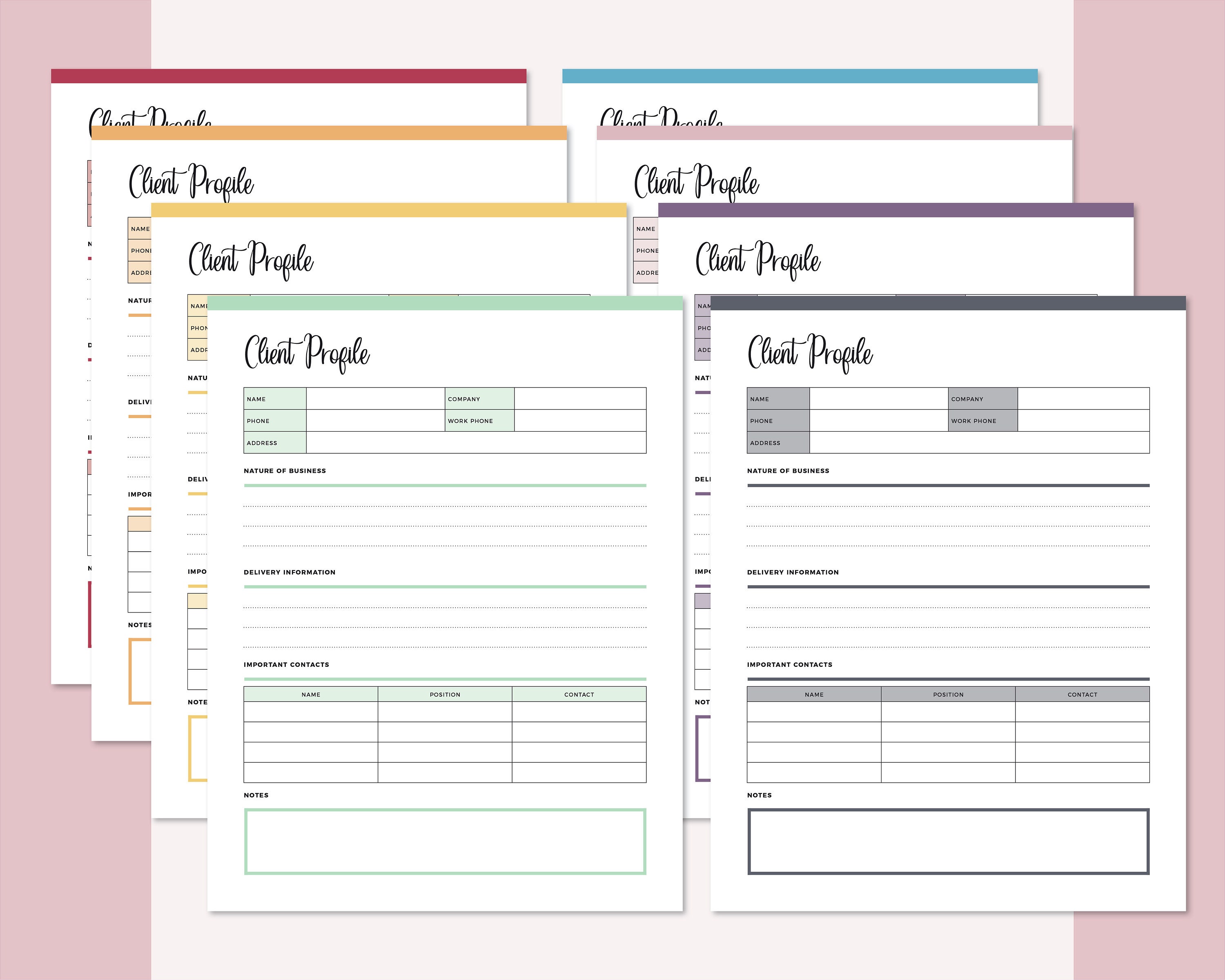 Business Client Profile Template, B2B Client Information Tracking Sheet ...
