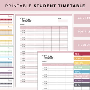 Student Timetable Printable, Homeschool Student Timetable. 6.00am - 5 ...