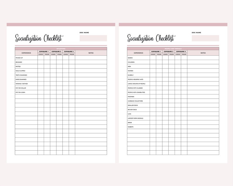 Printable Puppy Socialization Checklist Puppy Socialisation - Etsy