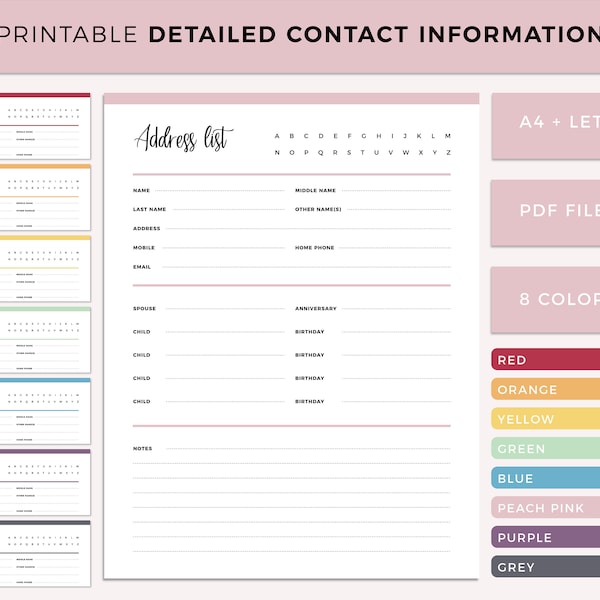 Family Contact Book Etsy